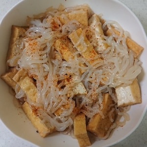 電子レンジで厚揚げとしらたきの煮物